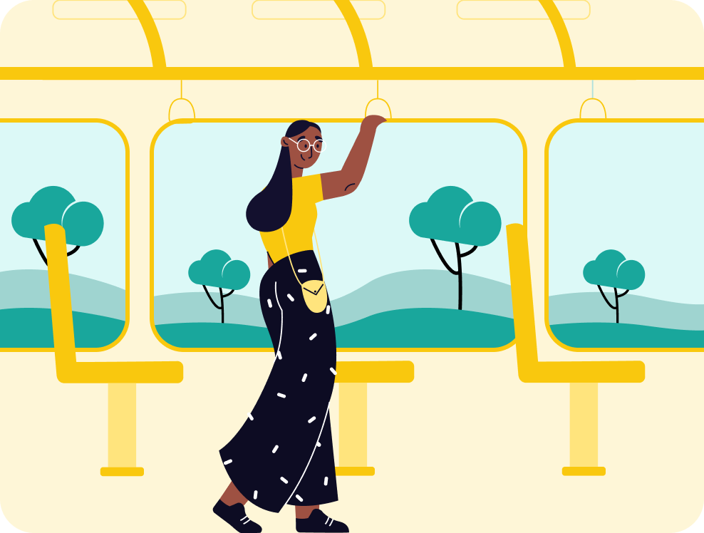 Happy customers on train