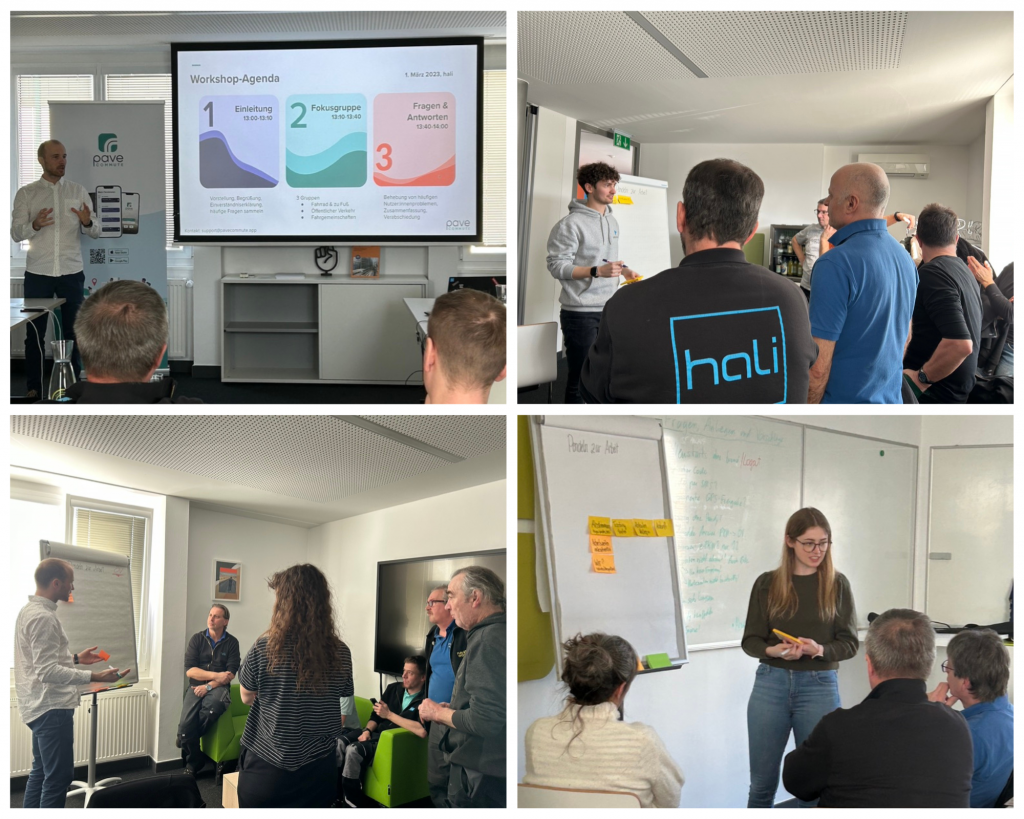 Beim Workshop werden die Anliegen der Belegschaft von hali über die Mobilits-App besprochen