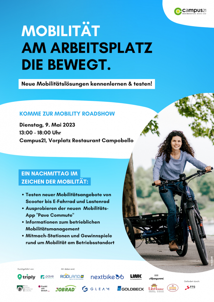 Mobility Roadshow am 9.5.2023 beim Campus21 in Brunn/Gebirge